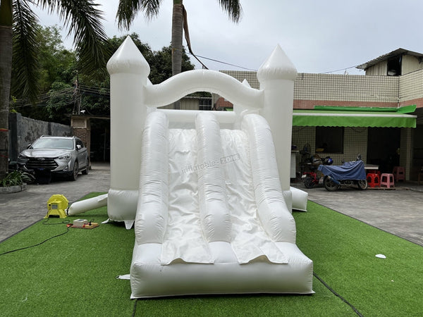 Inflatable White Bounce House Slide Combo, inflatable bounce house water slide