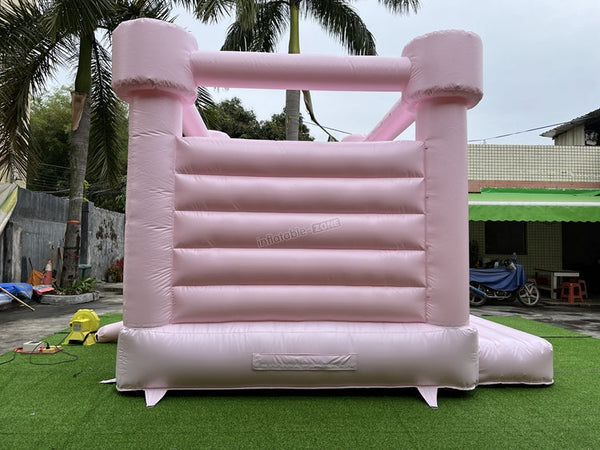 Custom Commercial pastel pink  inflatable bouncy jumping castle white bounce house for sale