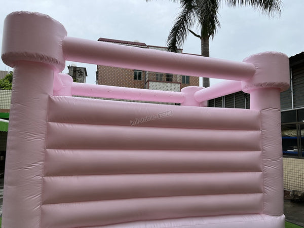 Custom Commercial pastel pink  inflatable bouncy jumping castle white bounce house for sale