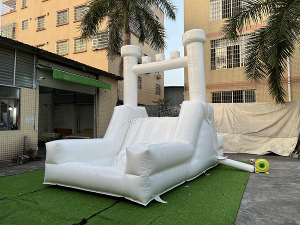 Inflatable White Bounce House With Slide Castle Wedding Jumping Castle