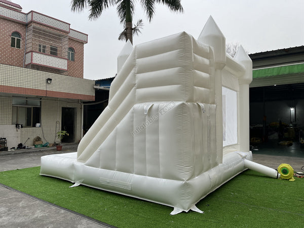 3 In 1 White Bouncy House Jumper With Slide And Ball Pit Pool