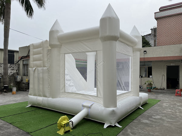 3 In 1 White Bouncy House Jumper With Slide And Ball Pit Pool