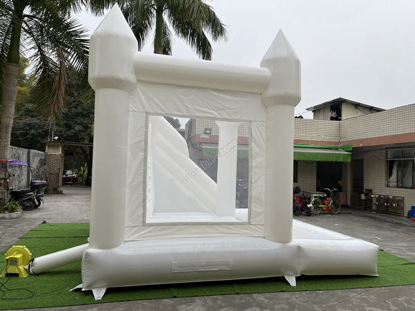 3 In 1 White Bouncy House Jumper With Slide And Ball Pit Pool