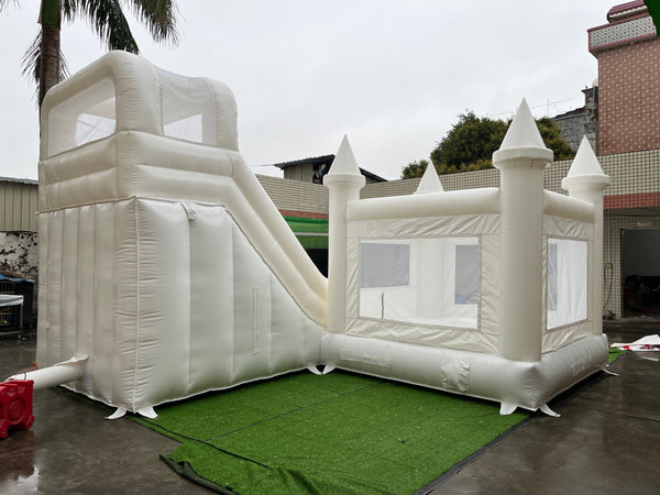 White Custom Inflatable Wedding Bounce Castle White Bounce House Castle