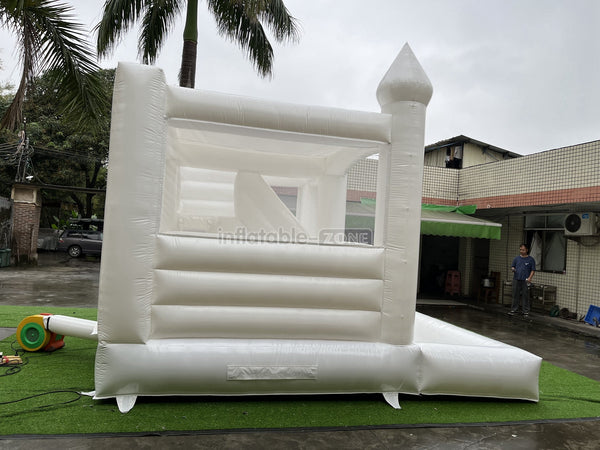 3 In 1 Inflatable White Wedding Jumping Castle With Slide And Ball Pit Pool Outdoor