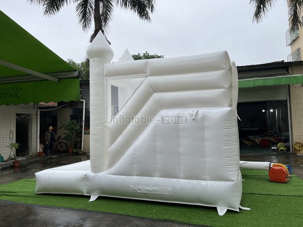 3 In 1 Inflatable White Wedding Jumping Castle With Slide And Ball Pit Pool Outdoor