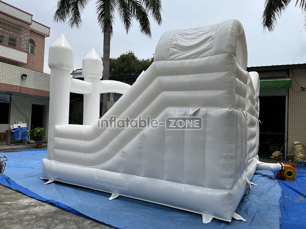 Inflatable White Bounce House White Double Slide Wedding Bouncy Castle