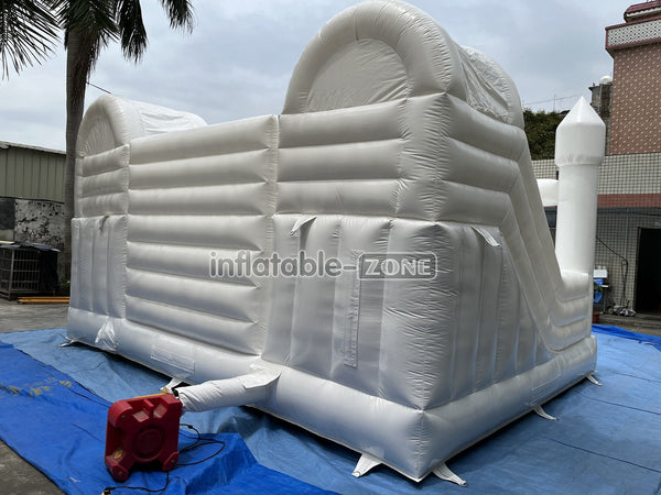 Inflatable White Bounce House White Double Slide Wedding Bouncy Castle