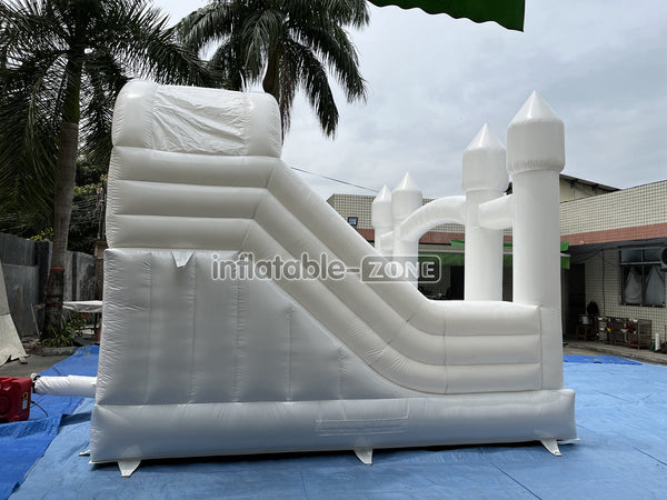 Inflatable White Bounce House White Double Slide Wedding Bouncy Castle