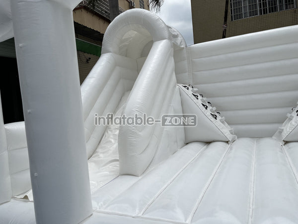 Inflatable White Bounce House White Double Slide Wedding Bouncy Castle