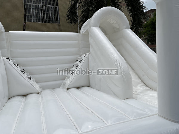 Inflatable White Bounce House White Double Slide Wedding Bouncy Castle