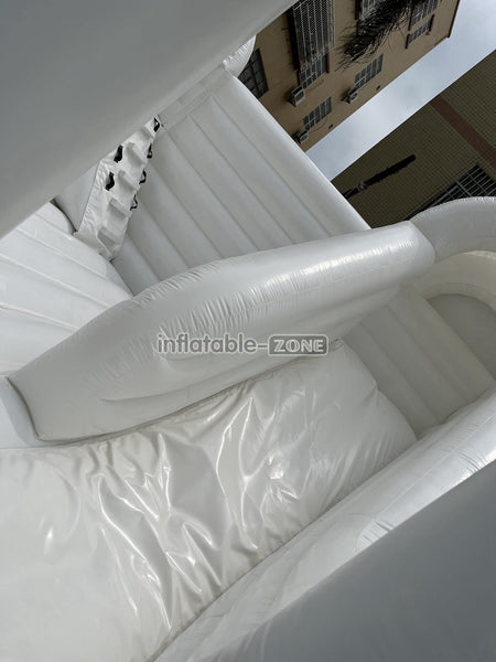 Inflatable White Bounce House White Double Slide Wedding Bouncy Castle