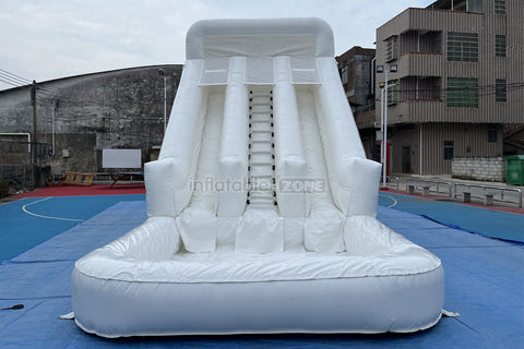 White Inflatable Slide Jumping Castle Swimming Pool Outdoor Commercial  Blow Up Bouncy Waterslide
