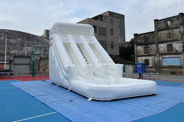 White Inflatable Slide Jumping Castle Swimming Pool Outdoor Commercial  Blow Up Bouncy Waterslide