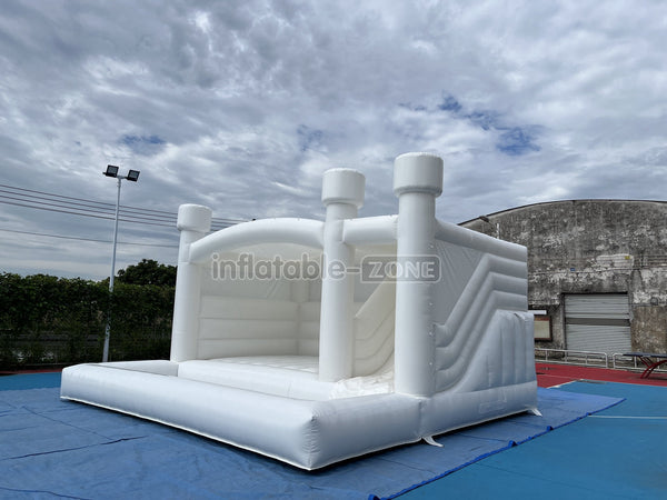 Inflatable White Bounce Castle With Slide Inflatable Water Balloon Pool Jumping House