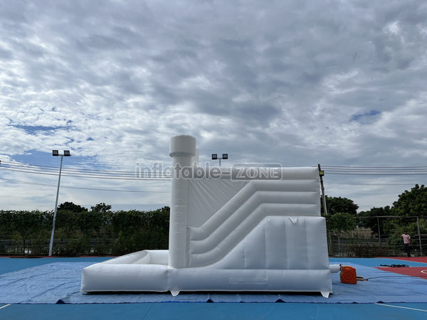 Inflatable White Bounce Castle With Slide Inflatable Water Balloon Pool Jumping House