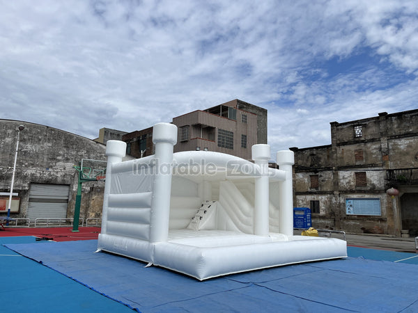 Inflatable White Bounce Castle With Slide Inflatable Water Balloon Pool Jumping House