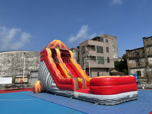 Inflatable Volcano Water Slide Blow Up Magma Color Water Slide Factory