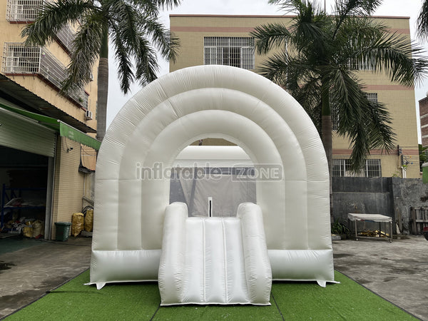 Inflatable Wedding Bounce Castle With Slide Rainbow White Jumping Bouncy House