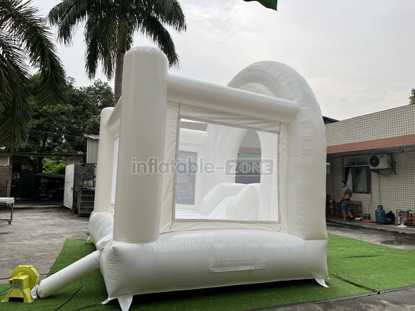 Inflatable Wedding Bounce Castle With Slide Rainbow White Jumping Bouncy House