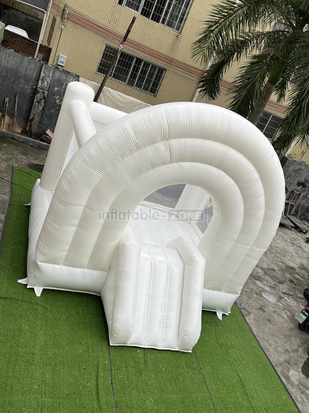 Inflatable Wedding Bounce Castle With Slide Rainbow White Jumping Bouncy House