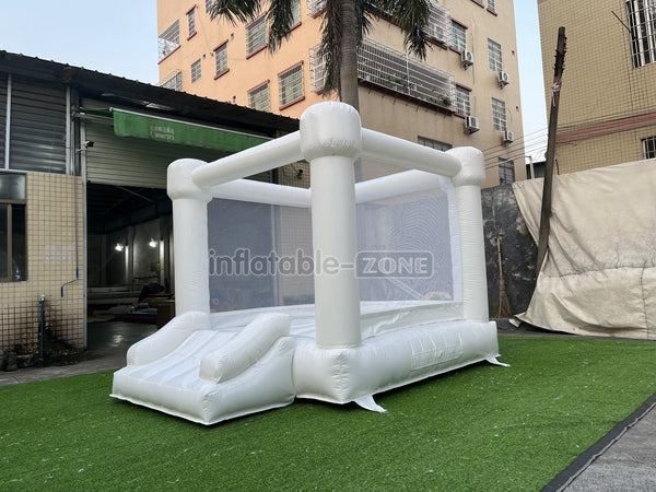 Inflatable Small White Bounce House With Slide for Party White Bouny Castle Slide