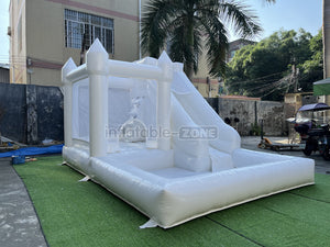 White Bouncy Castle 3 In 1 White Bounce House With Slide And Ball Pit Pool For Outdoor Party