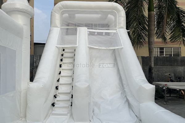 White Bouncy Castle With Slide Combo Jumping Party Wedding Bounce House Near Me