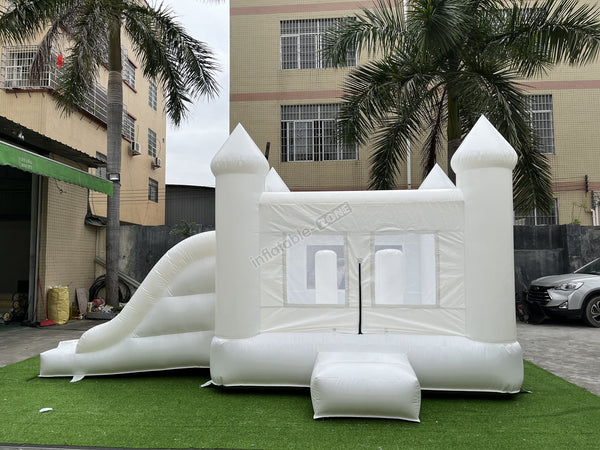 Funny Inflatable Bounce House White With Slide All White Bounce House White Bouncy Castle