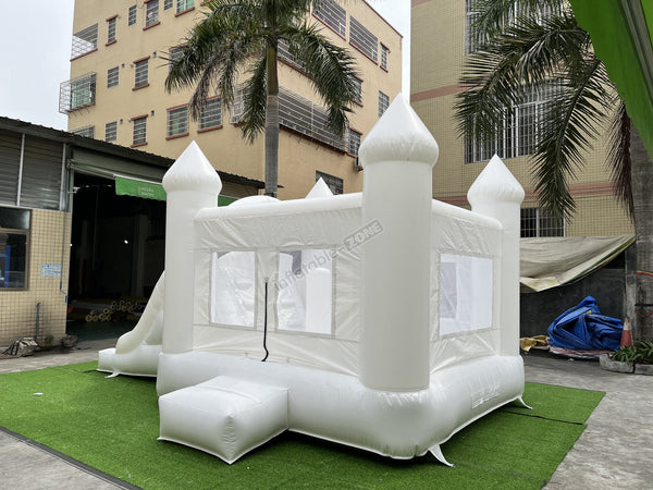 Funny Inflatable Bounce House White With Slide All White Bounce House White Bouncy Castle