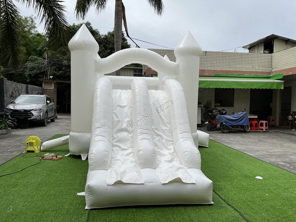 Funny Inflatable Bounce House White With Slide All White Bounce House White Bouncy Castle