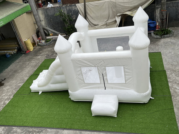 Funny Inflatable Bounce House White With Slide All White Bounce House White Bouncy Castle