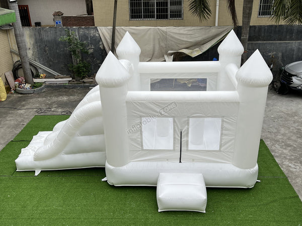 Funny Inflatable Bounce House White With Slide All White Bounce House White Bouncy Castle