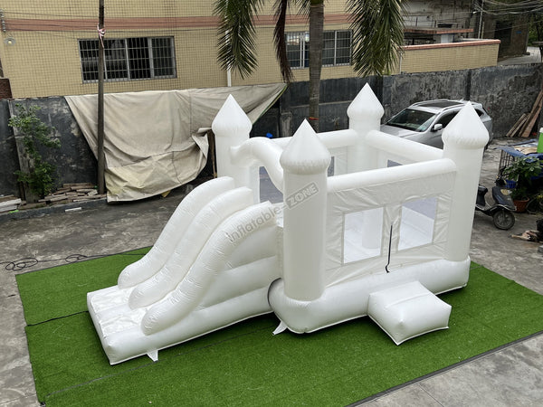 Funny Inflatable Bounce House White With Slide All White Bounce House White Bouncy Castle