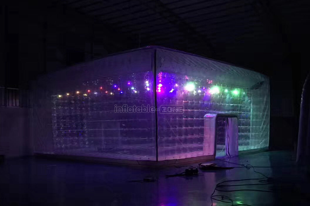 Inflatable Clear Square Cube Tent Large LED Lighting Transparent Inflatable Party Tent For Nightclub Event