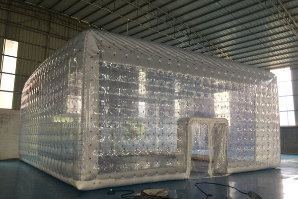 Inflatable Clear Square Cube Tent Large LED Lighting Transparent Inflatable Party Tent For Nightclub Event