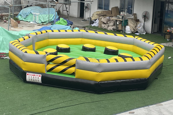 Outdoor Inflatable Meltdown Machine Inflatable Wipeout Eliminator Mechanical Rodeo Game With Inflatable Mattress