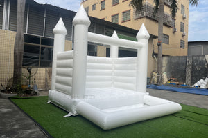 Mini White Bouncy Castle Inflatable Wedding Bouncer Party Yard Bounce House With Kids Ball Pool Pit