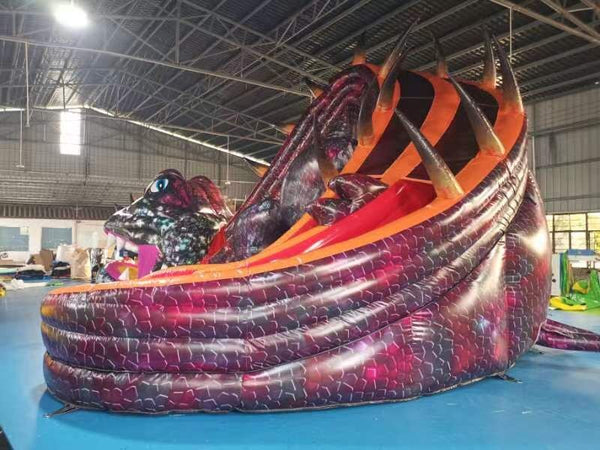 Cool Giant Dragon Inflatable Water Slide Snake Blow Up Amusement Park Water Slide Long Slip N Slide Fun City