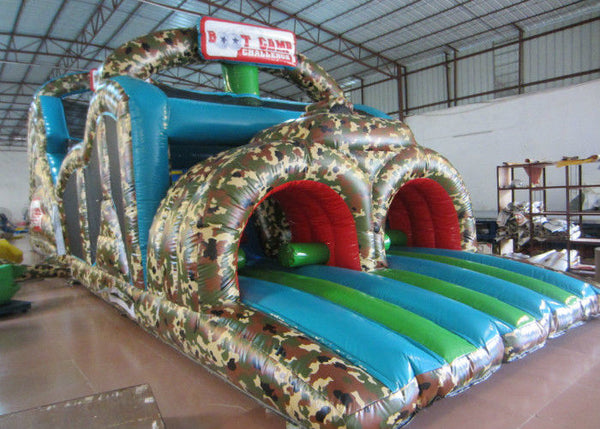 Amusement Park Inflatable Obstacle Courses Boot Camp 14 X 3.8 X 4.8m Fire Resistance