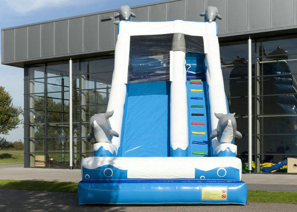 Blue Dolphin Toddler Inflatable Slide , Commercial Inflatable Water Slides Digital Printing