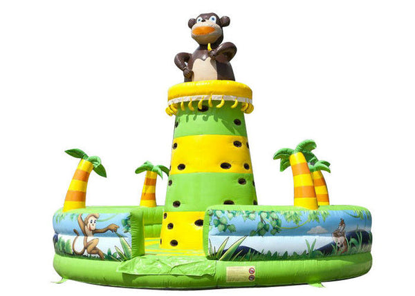 Monkey Jungle Inflatable Rock Climbing Bounce House , Water Park Blow Up Rock Climbing Wall