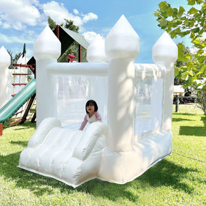 Princess Bouncy Castle Jumping Party Backyard Mini White Bounce House With Slide For Kids