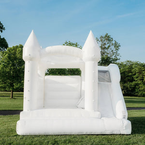 White Castle Bounce House With Slide Combo Commercial Inflatable Bouncy Castle For Wedding