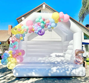 Covered Roof White Mini Inflatable Bounce House Party Jumping Balloon Bouncer For Home